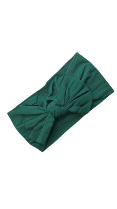 Green plain bow headband