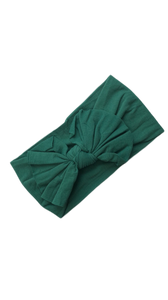 Green plain bow headband