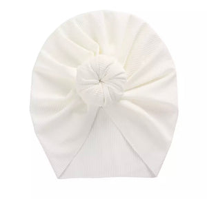 Ribbed top knot turban (white)