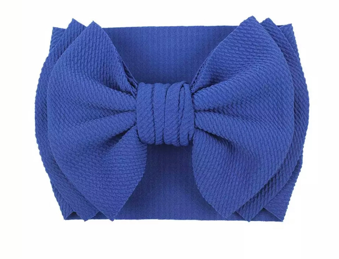 Extreme waffle bow headband (Royal blue)