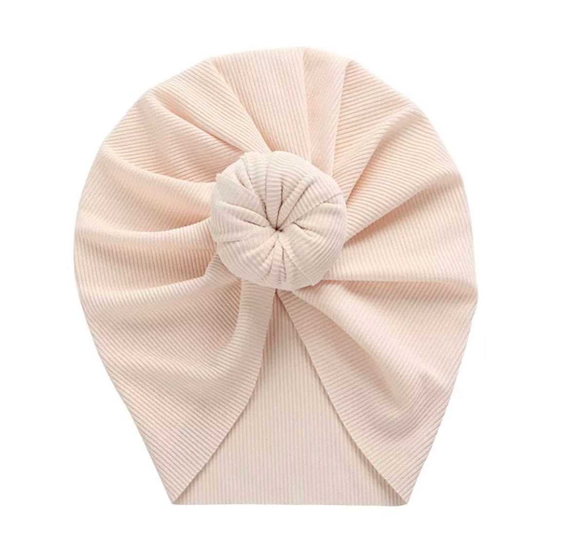 Ribbed top knot turban (cream)