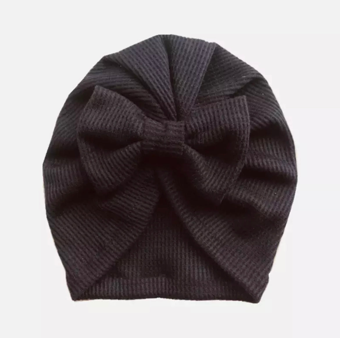 Waffle knitted bow turban (black)
