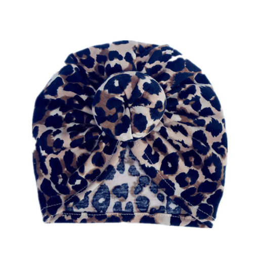 Top knot leopard print turban