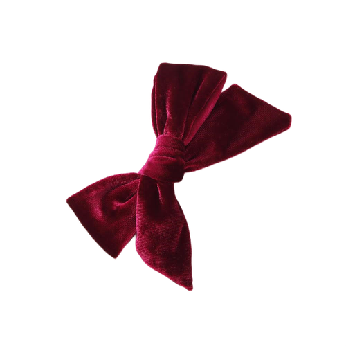 Velvet bow clip (Dark red)