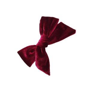 Velvet bow clip (Dark red)