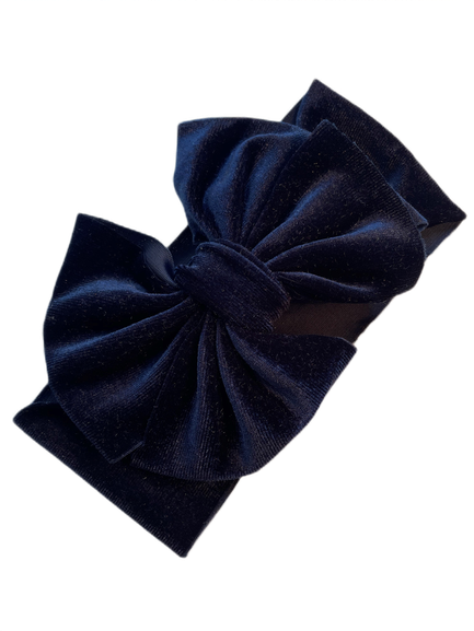 Blue Sapphire velvet bow headband